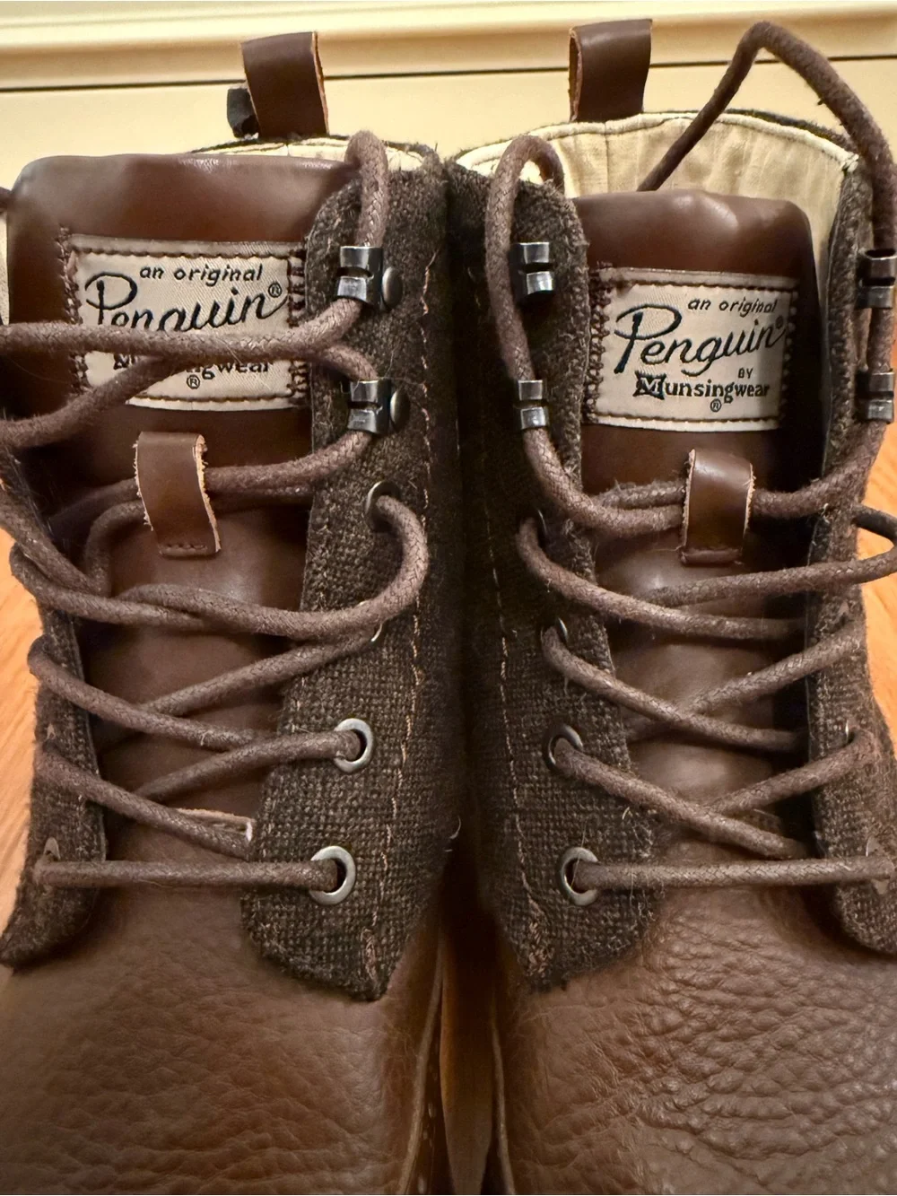 Original Penguin Nathan Wingtip Boots - Brown Tweed & Leather, Men’s Size 12